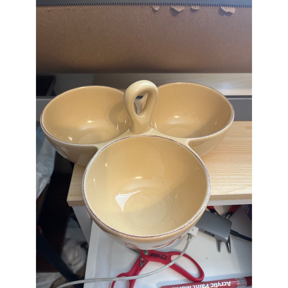 Tasteβ of Home Entertaining Stoneware 3 Section Divided Server Bowl Cream Yellow